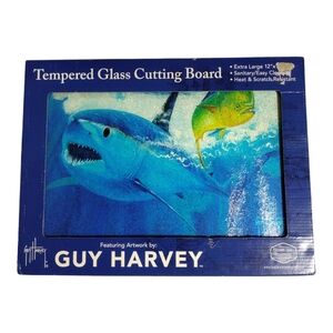 Guy Harvey 12" X 16" Tempered‎ Glass Cutting Board Mako Shark Mahi Mahi Print